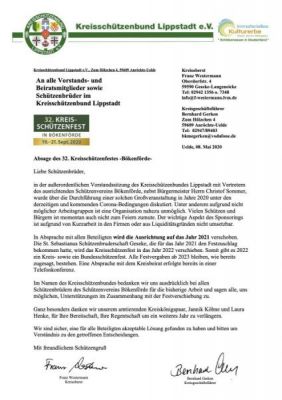 Absage Kreisschützenfest 2020 Bökenförde 