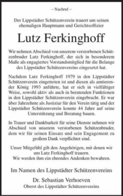 Nachruf Lutz Ferkinghoff