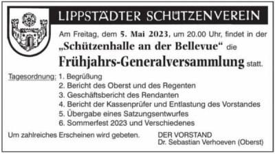 Einladung zur Frühjahrs-Generalversammlung