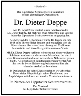 Nachruf Dr. Dieter Deppe
